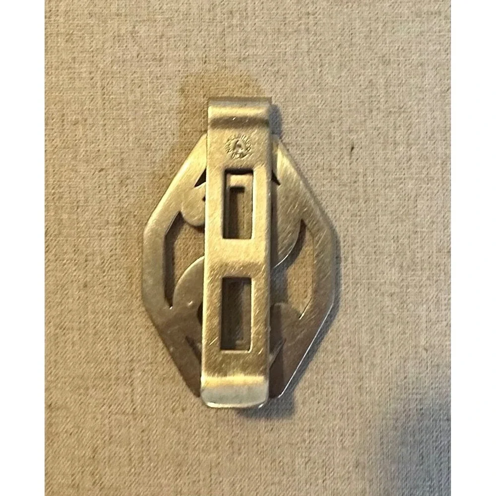 Bell Trading Post VTG Nickel Silver Turquoise Dollar Sign Money Clip 2